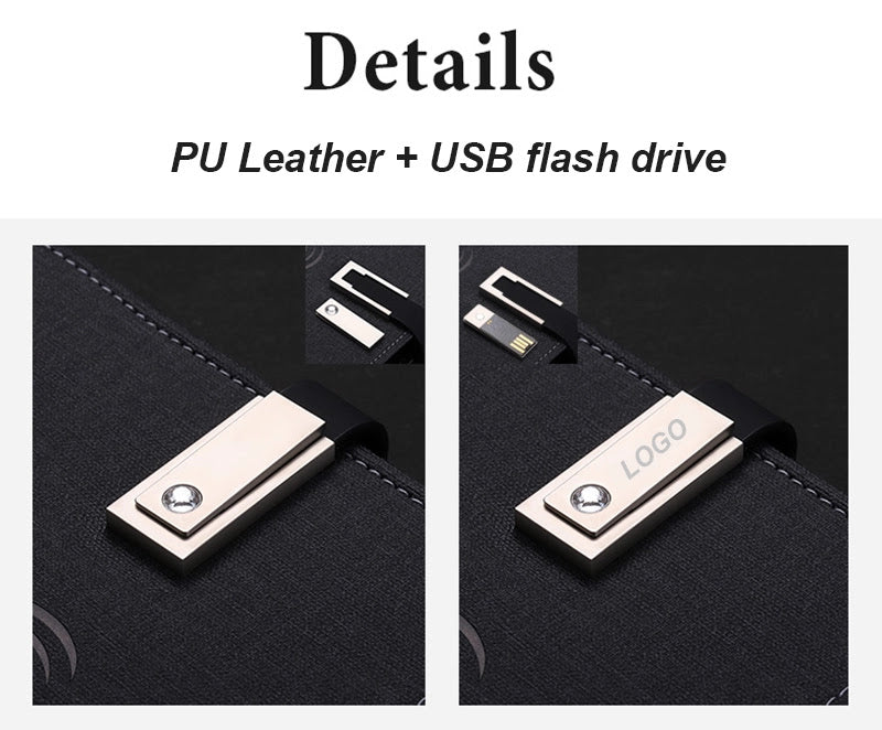 Multifunctional A5 Leather Cover Wireless Charger Planner Diary