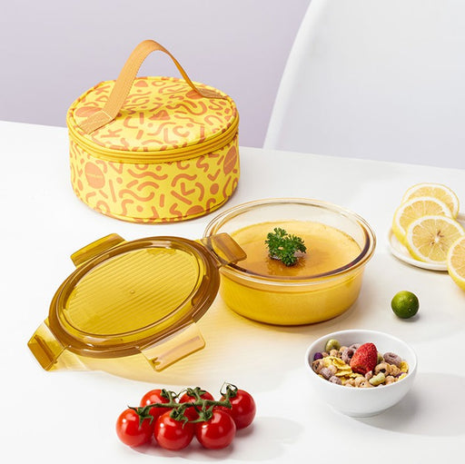 MCR 1024 - Lock & Lock Amber Glass Food Storage Container 2-Piece Set [650ml]