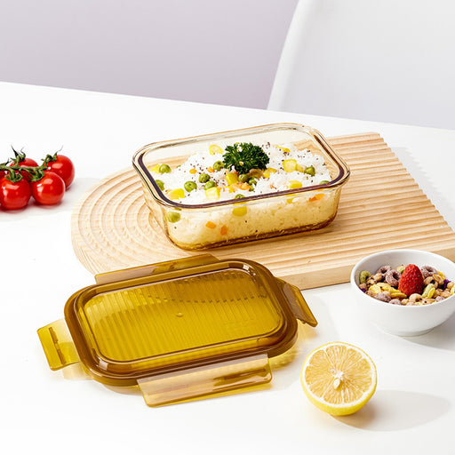 MCR 6768 - Lock & Lock Amber Rectangular Glass Food Container [680ml]
