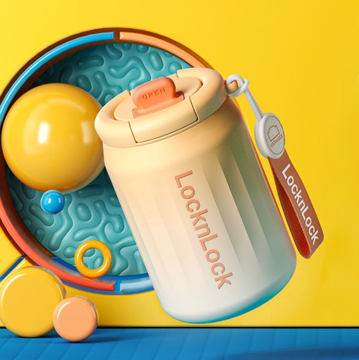 SM 6237 - Lock & Lock Gradient Diamond Pattern Coffee Cup (Orange) [350ml]