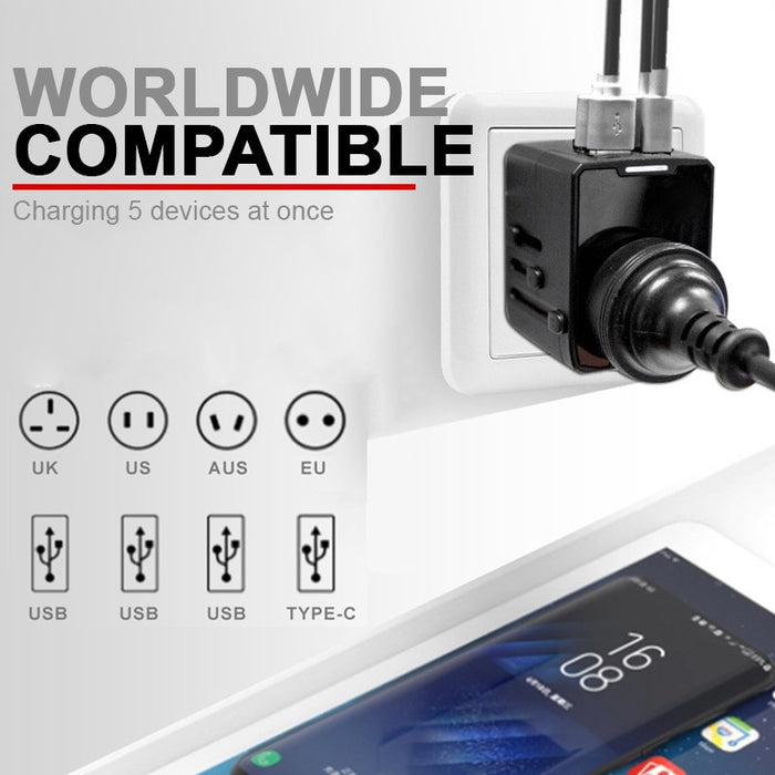 Travel Adaptor - 3 USB, 1 Type-C