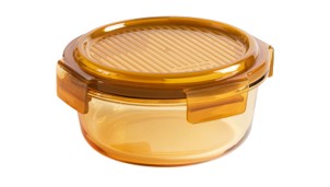 MCR 2293 - Lock & Lock Amber Round Glass Food Container [650ml]