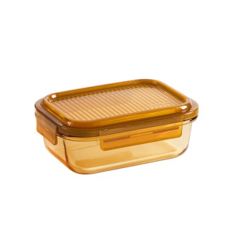 MCR 6768 - Lock & Lock Amber Rectangular Glass Food Container [680ml]