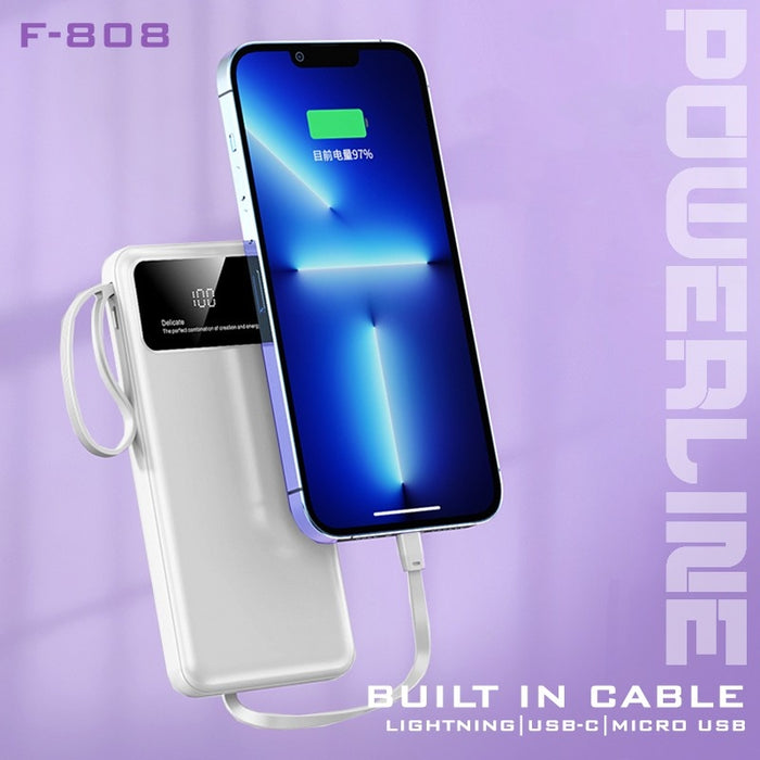 PB 3854 - Powerline, Powerbank with 4 Detachable Built In Cables & Mobile Stand (10000mAh)