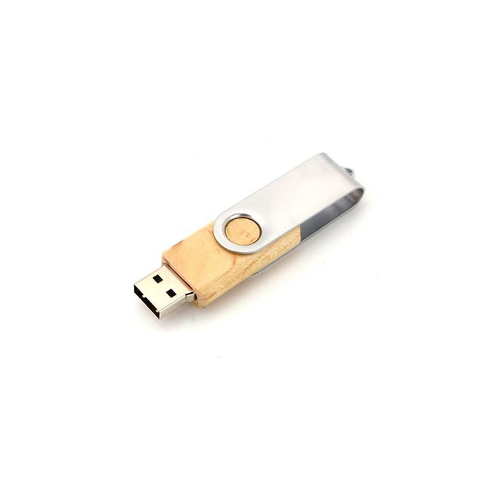 TD 6674 - Wooden with Metal Clip USB Flash Drive