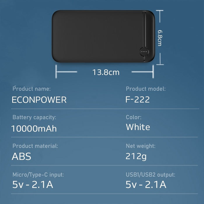 PB 2325 - Econpower (10000mAh - Powerbank - 2.1A Fast Charge)