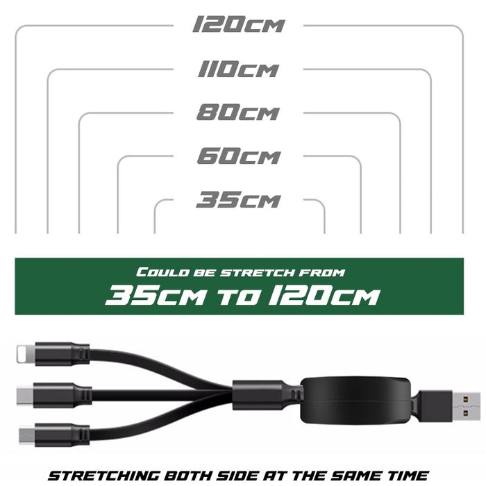 CC 3809 -  Multicable 3 in 1 Retractable (2.4A Fast Charge)