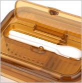 MCR 9200 - Lock & Lock Amber Rectangular Three-Compartment Glass Food Container [1000ml]