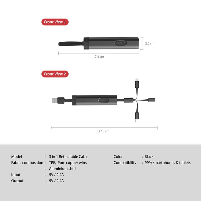 CC 9233 - Multicable Slide Out (3 in 1 Fast Charge)