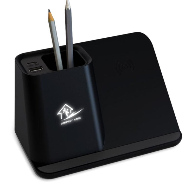 Wireless Charging Stand with Pen Holder & Desk Organizer