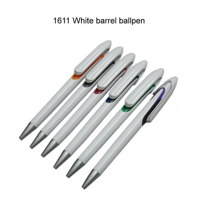 White Barrel Plastic Ballpen 1