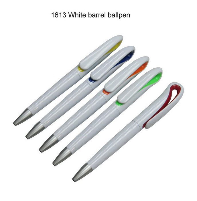 White Barrel Plastic Ballpen 2