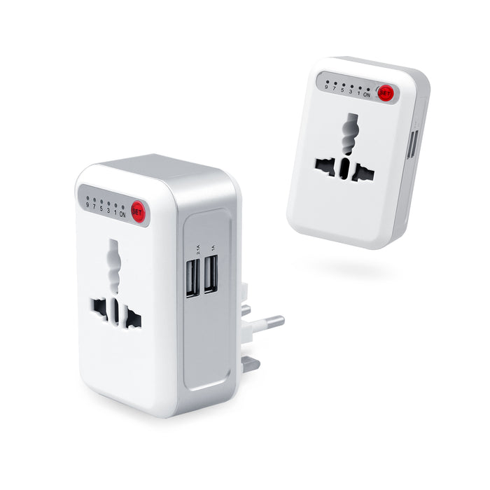 Smart Timing Universal Travel Adaptor with 2 USB hub (White)