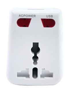 Travel Adaptor With USB Hub (White)