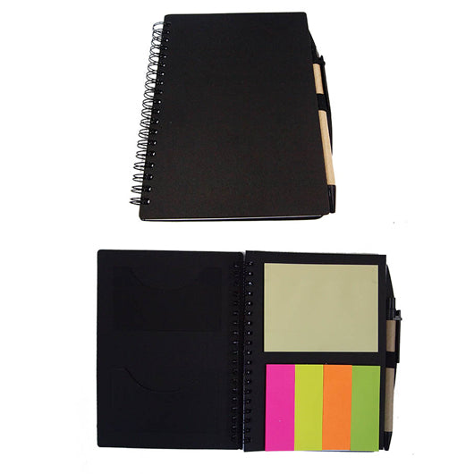 A5 Recycle notebook with post-it, namecard slot n pen