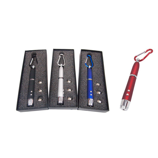 Pen with Laser Pointer, LED Light & Carabiner