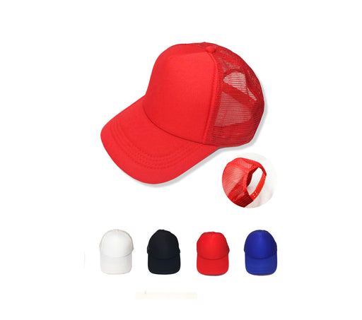 5-panel Mesh Knit Baseball Cap with plastic strap
