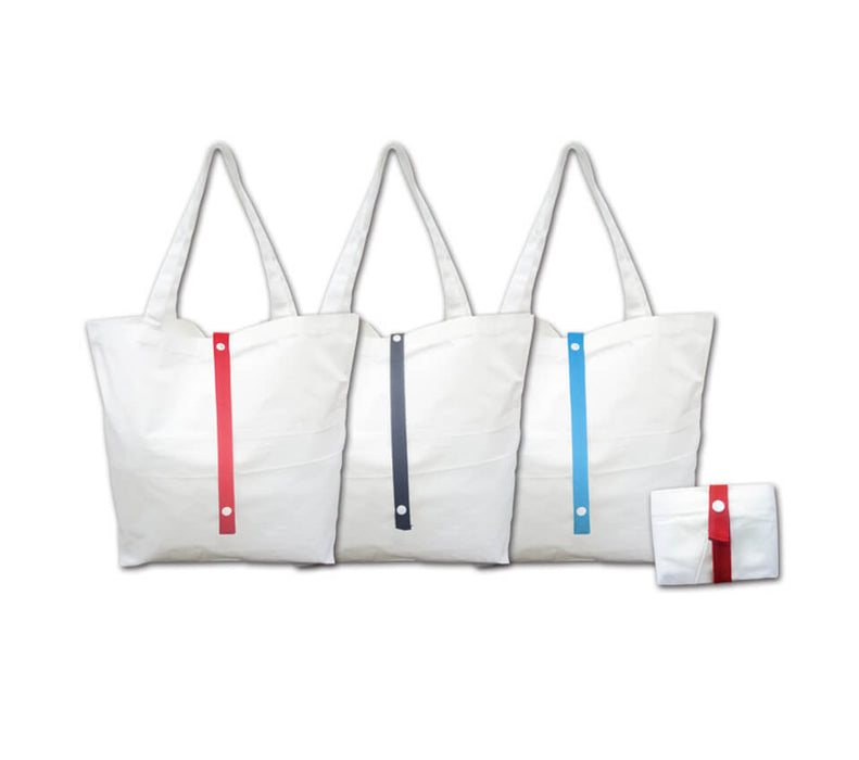 10oz Foldable Cotton Canvas Bag w/colored strap