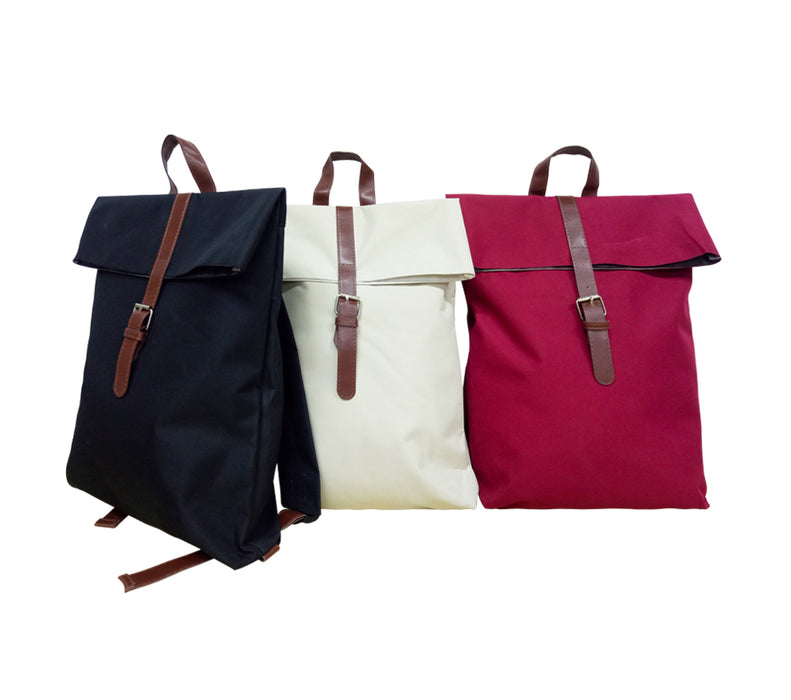 300D Nylon Backpack w/inner lining & PU Leather strap