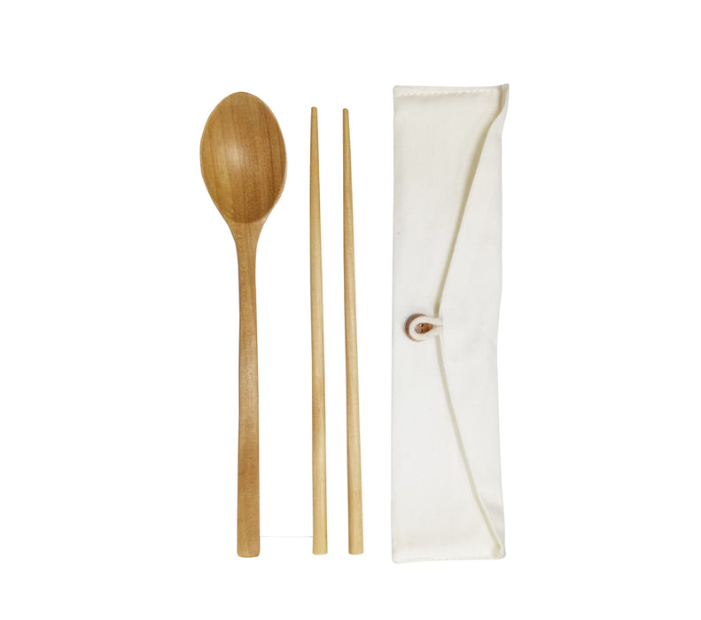 ECO-Friendly Wooden Cutlery in cotton pouch