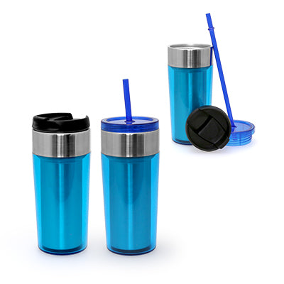 Dual Use Stainless Steel Tumbler (Blue)