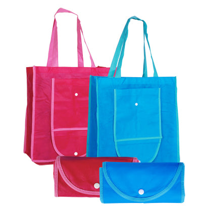Foldable Shopping Bag w Button  (Blue)