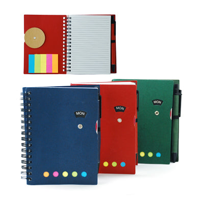 Notebook with Sticky Notes and Pen