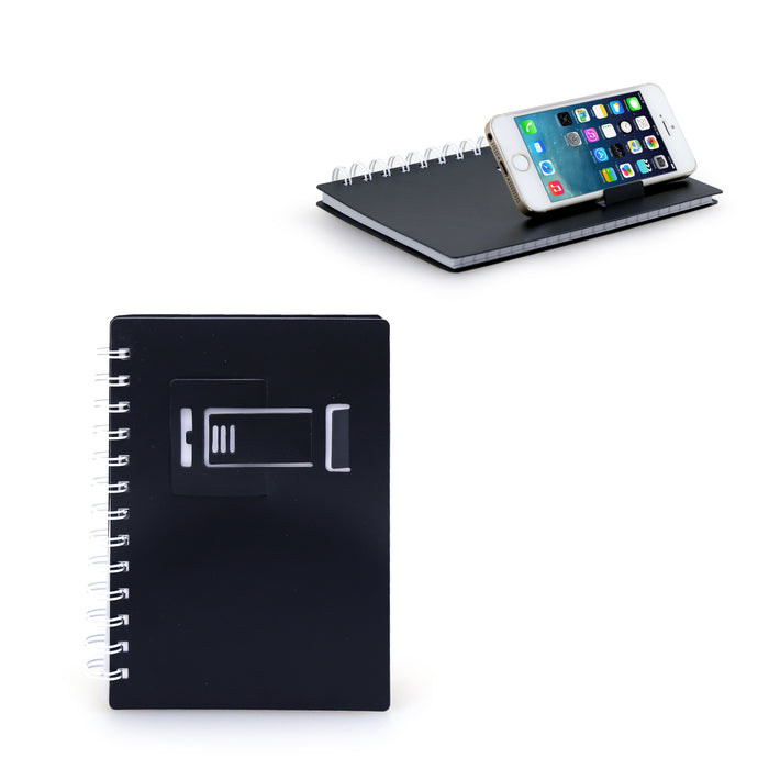 Notebook With Wire Cell Phone Desk Holder(Black)
