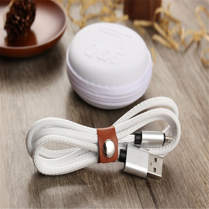 Genuine Leather Mobile Phone Cables with Pouch