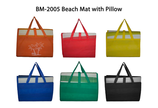 Beach Mat with Inflatable Cushion/ Pillow and Carrier Bag