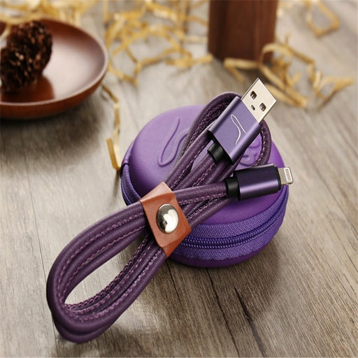 Genuine Leather Mobile Phone Cables with Pouch