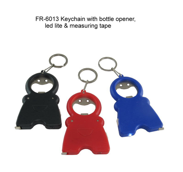 Keychain with Bottle Opener, LED Light & Measuring Tape