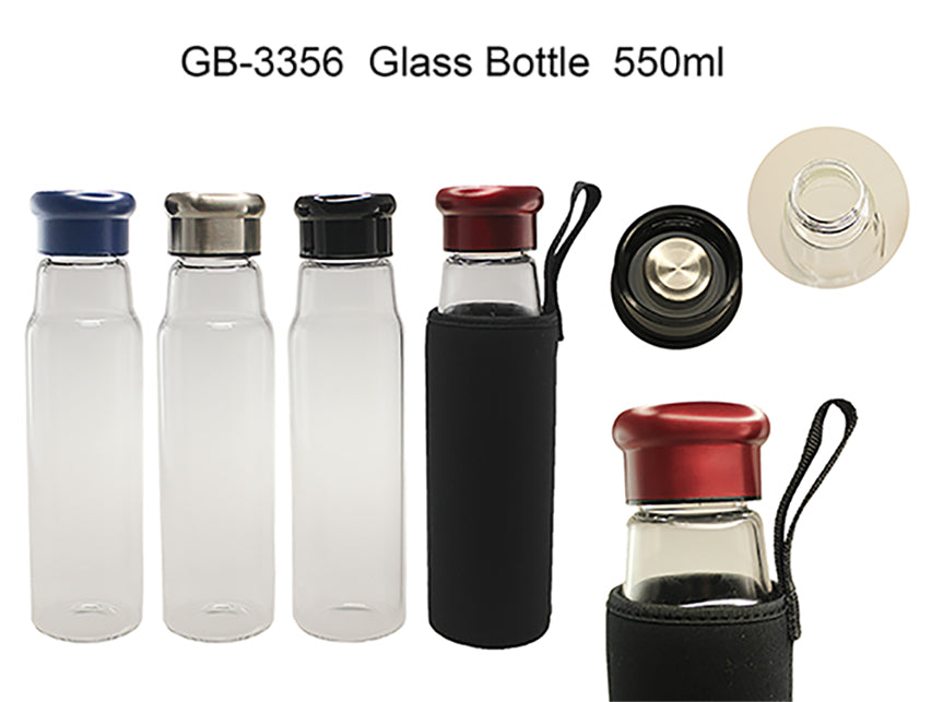 Glass Bottle with black neoprene pouch