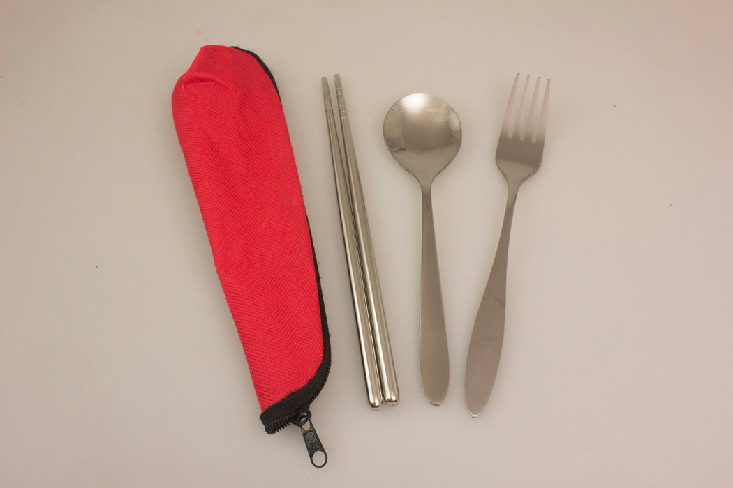 Chopstick with Fork & Spoon in Pouch