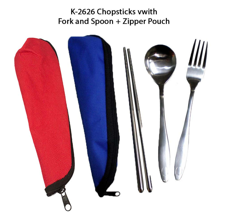 Chopstick with Fork & Spoon in Pouch