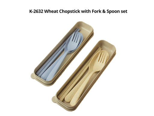 Wheat Chopstick with Fork & Spoon set