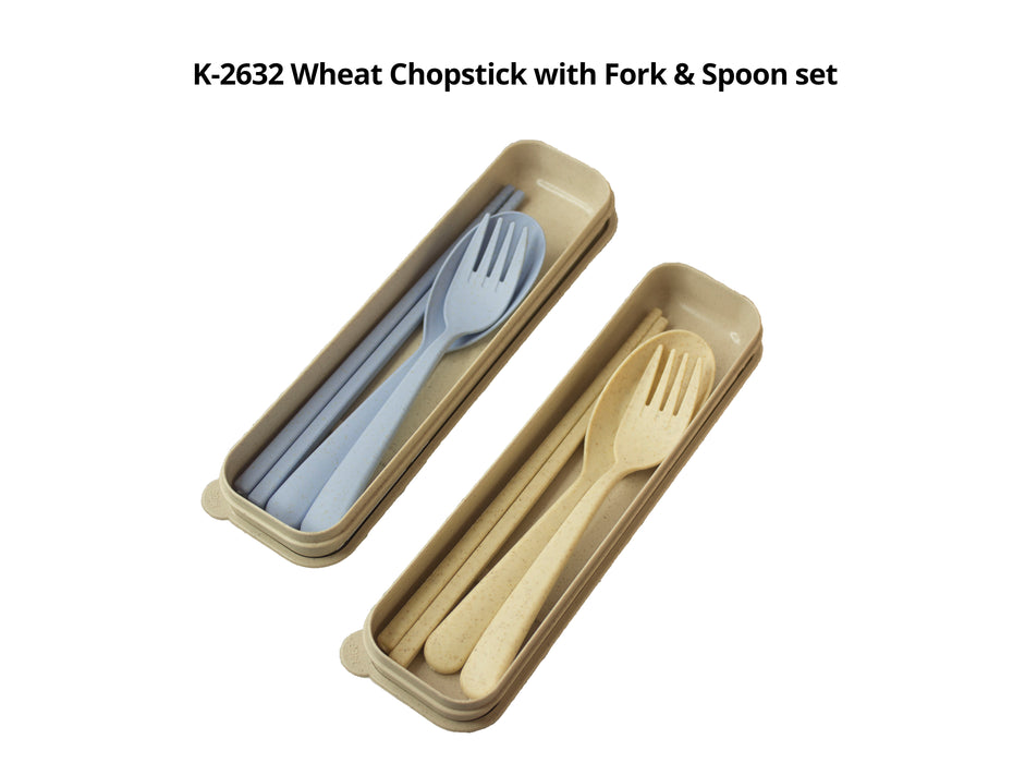 Wheat Chopstick with Fork & Spoon set