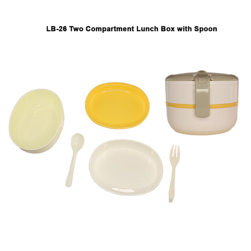 Two compartment Lunch Box with Spoon and Fork