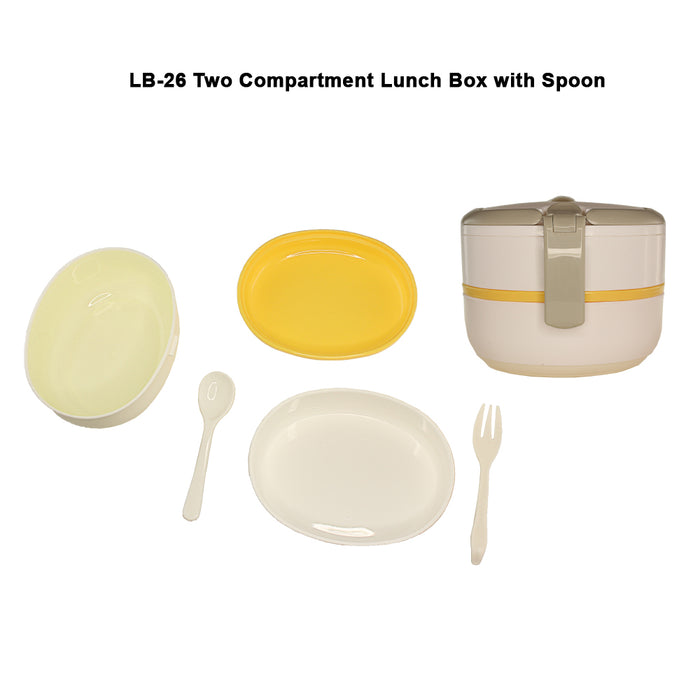 Two compartment Lunch Box with Spoon and Fork