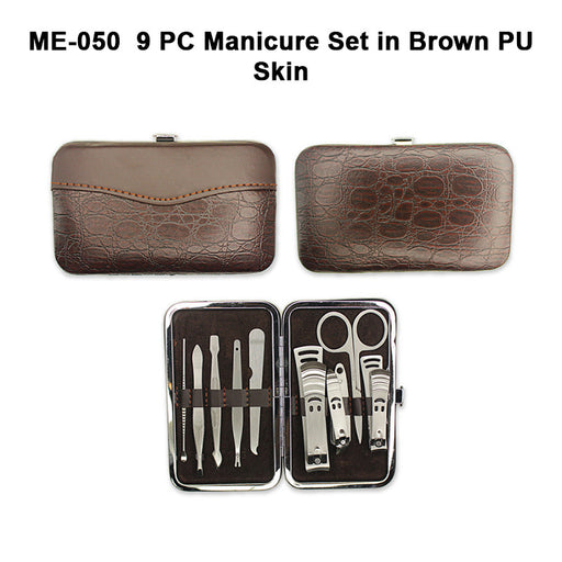 Manicure Set in Brown PU Skin