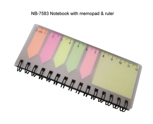 Notebook with memopad & ruler