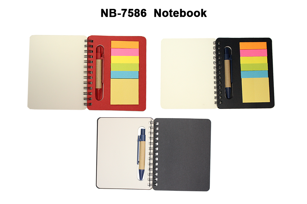 Notebook with post its, pen & plain writing paper