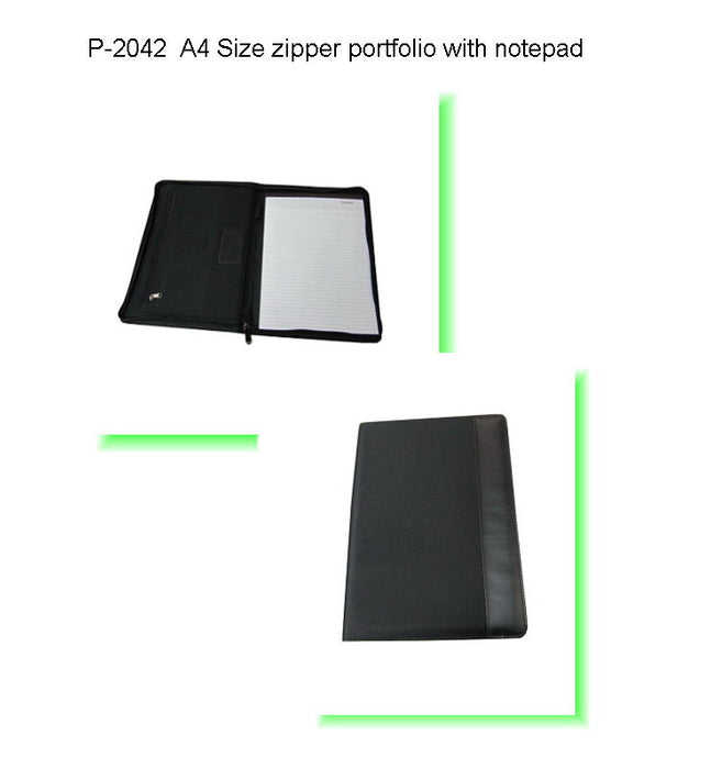 A4 Size Zipper Portfolio with Notepad