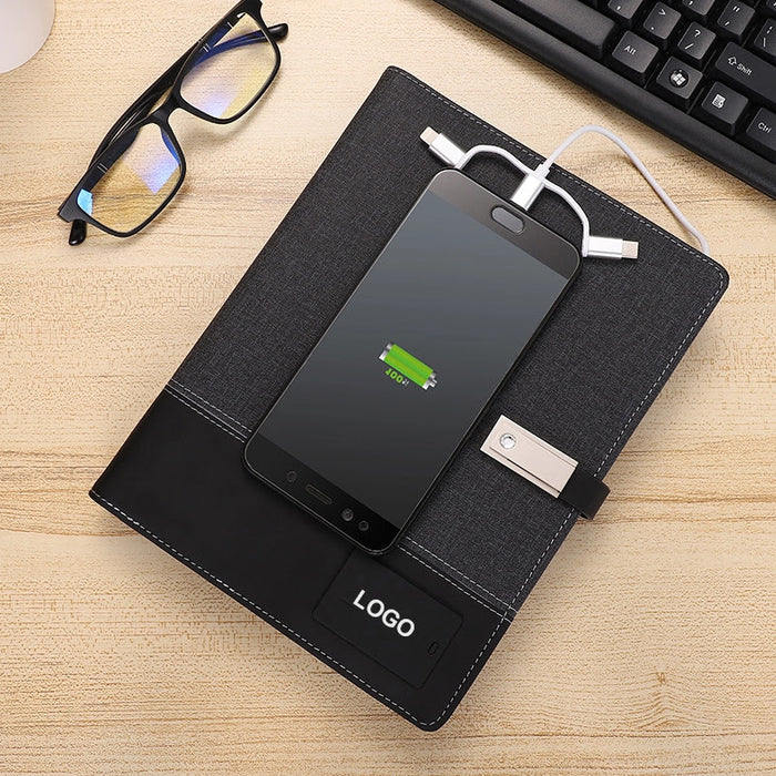 Multifunctional A5 Leather Cover Wireless Charger Planner Diary