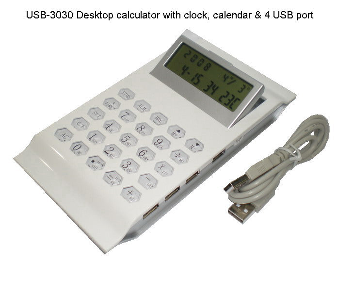 Four USB Port Desktop Calculator with Clock & Calendar