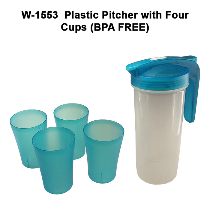 Plastic Pitcher with 4 Cups