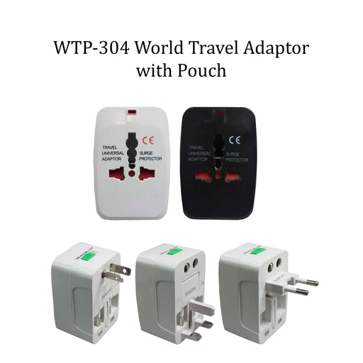 World Travel Adadptor with Grey Pouch