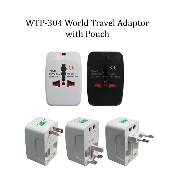 World Travel Adadptor with Grey Pouch