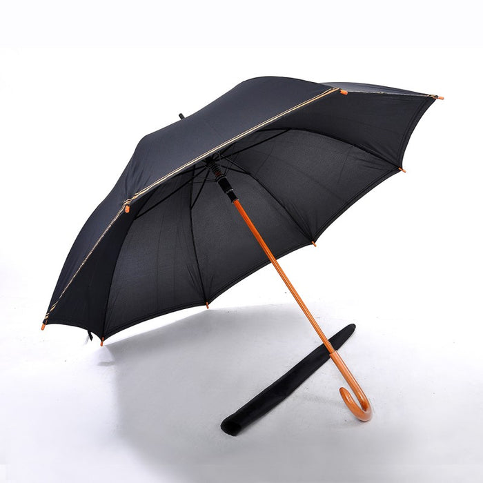 Real Wooden Shaft and Handle Extra Long Umbrella