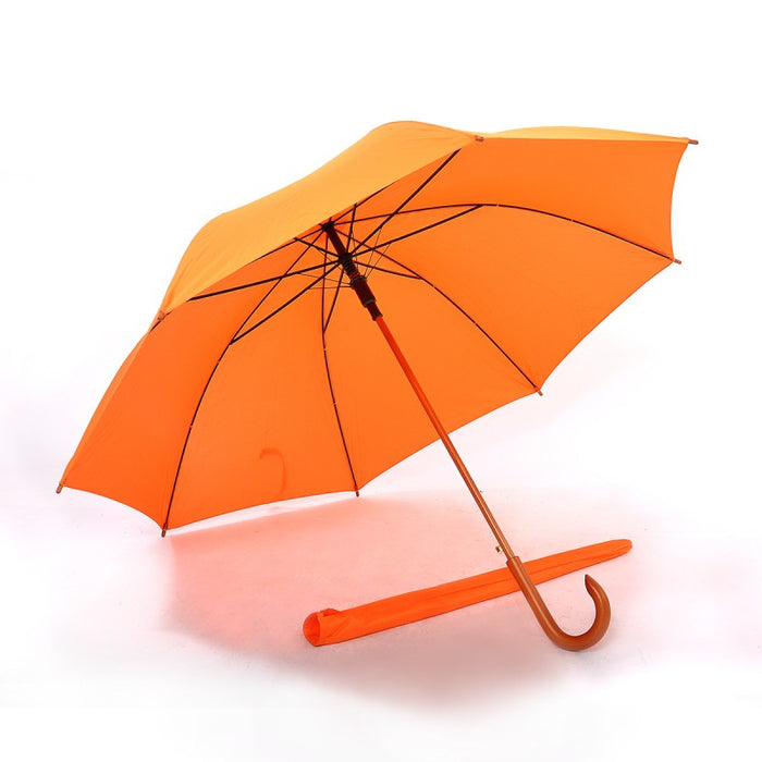 Real Wooden Shaft and Handle Extra Long Umbrella